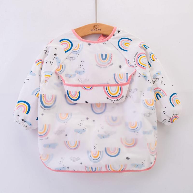 Cartoon Animal Waterproof Baby Apron for Infant Long Sleeve Children Feeding Scarf Apron Smock Bandana Bibs Burp Cloth