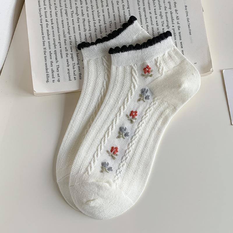 Summer Thin Women's Short Socks, Mesh Breathable, Sweet Bow Lace Boat Socks
