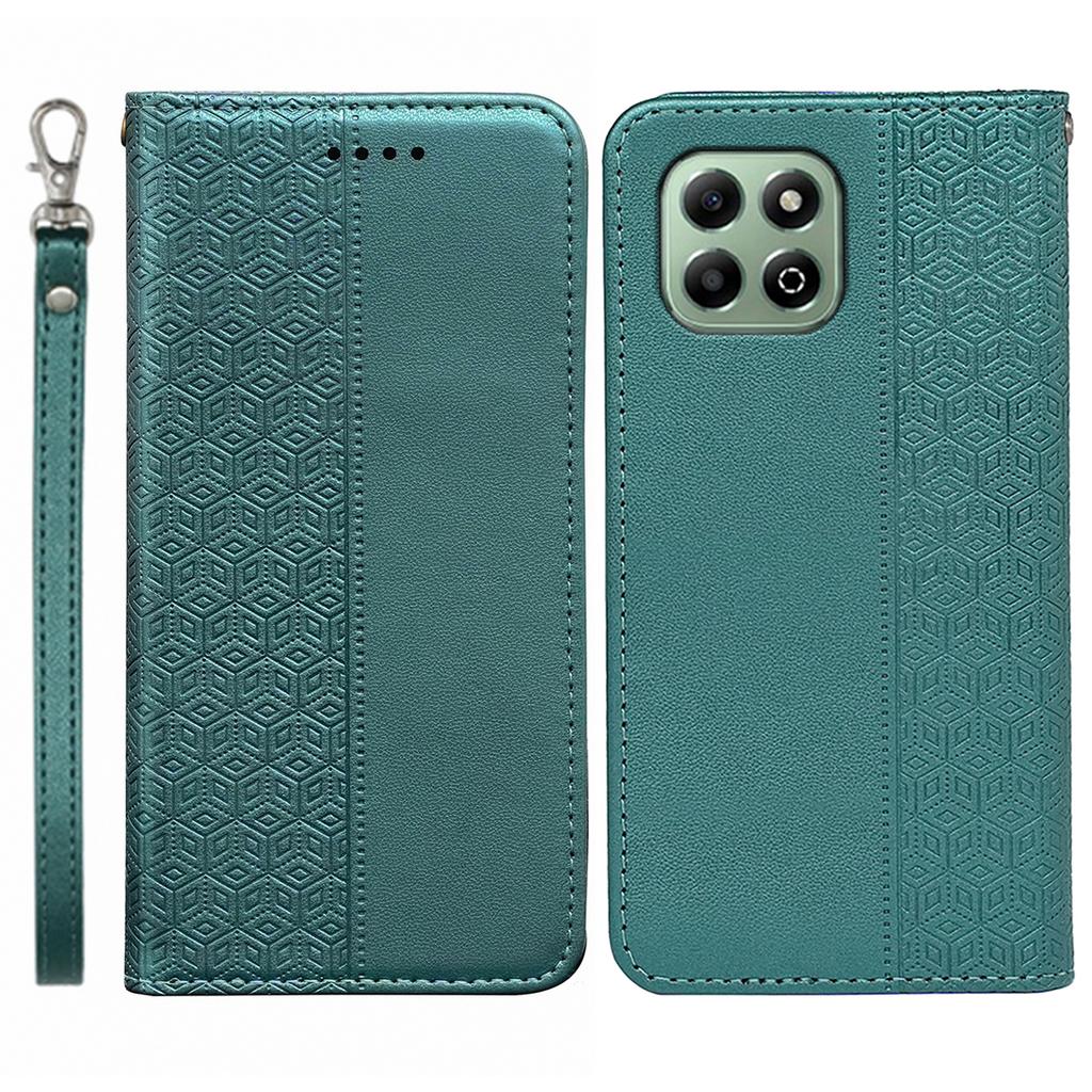 Etui portfelowe na telefon For Honor X6b 4G Mocne magnetyczne Wytłaczane skórzane etui z klapką w kratę