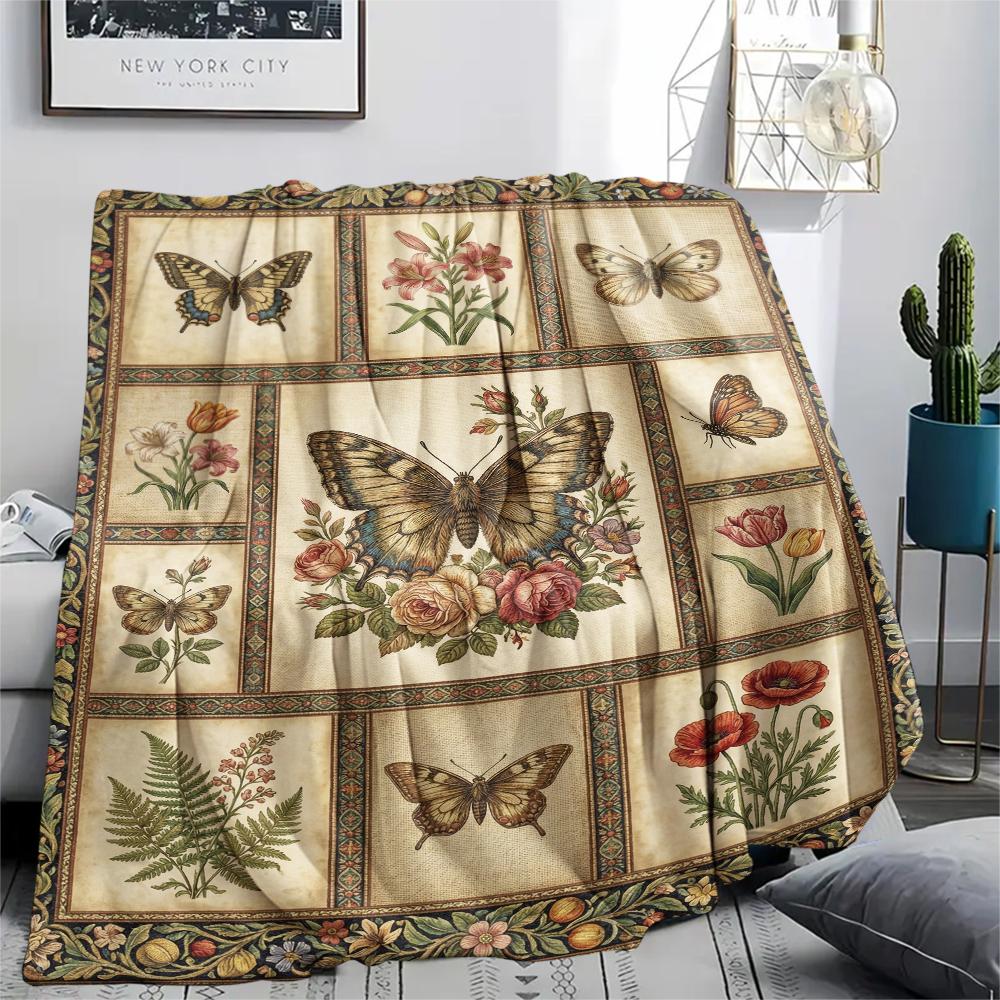 Butterfly Decoration Print Flannel Blanket, High Quality Comfortable for All Seasons, Home Decor, Warmth and Comfort, Perfect for Christmas Gifts23