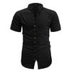 Summer new men's casual versatile shirt solid color slim-fitting short-sleeved top