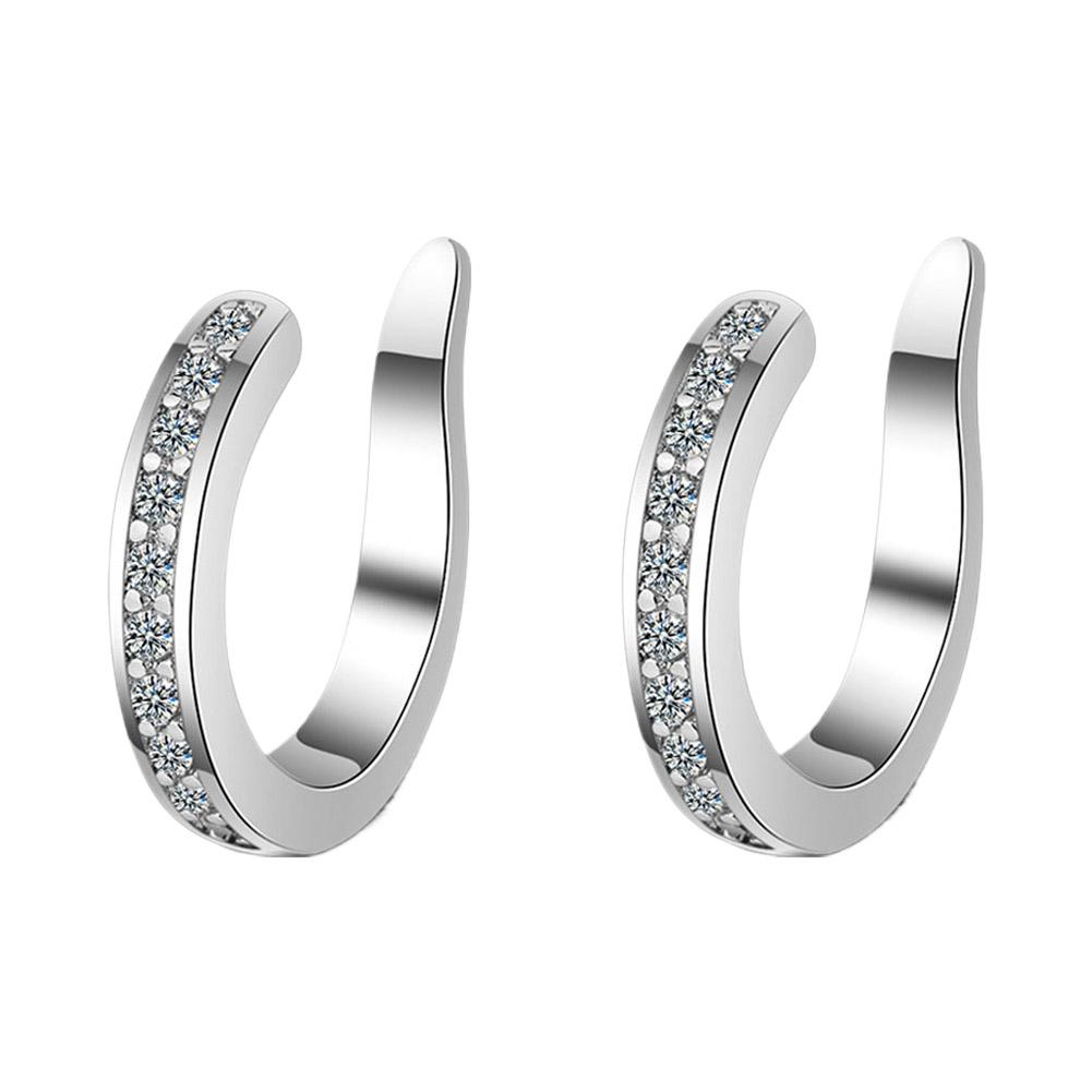 Korean Style Diamond Ear Bone Clip - No Pierced Ear Studs & Ear Cuff,Solves Piercing Pain/Fear,Simple Design,Comfortable to Wear