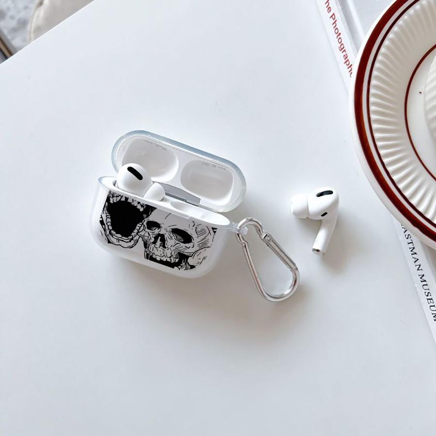 Case For Airpods Pro2 Pro 4 1 Pro3 2 3 Clear Earphone Cases Cover Creative Skull Art