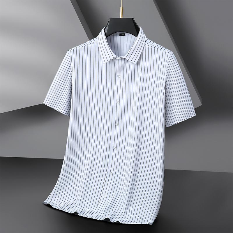 

Plus Size 10XL Men s Spring And Autumn Short Sleeved Shirt, Men s Casual Loose Elastic Shirt 225/10XL білий