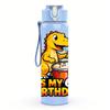 1PC It Is My 6th Birthday Drumming Dino 750ml Color Plastic Water Bottle Leakproof Flip Straw Lid For Sports Office Home Use