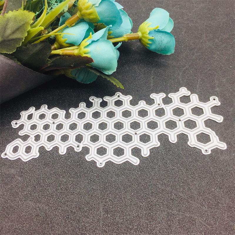 Irregular Honeycomb Grid Background Metal Cutting Dies Dots Frame Stencils Die Cut for DIY Scrapbooking Embossing
