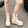 Fashion British Style Thick Bottom Round Head Ankle Boots for Women Female Autumn Thick Bottom Gothic High Heels Women's Short Boots