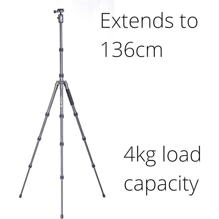 Trepied Vanguard - VEO 3GO 235AB - Trépied de Voyage Compact en Aluminium avec rotule sphérique