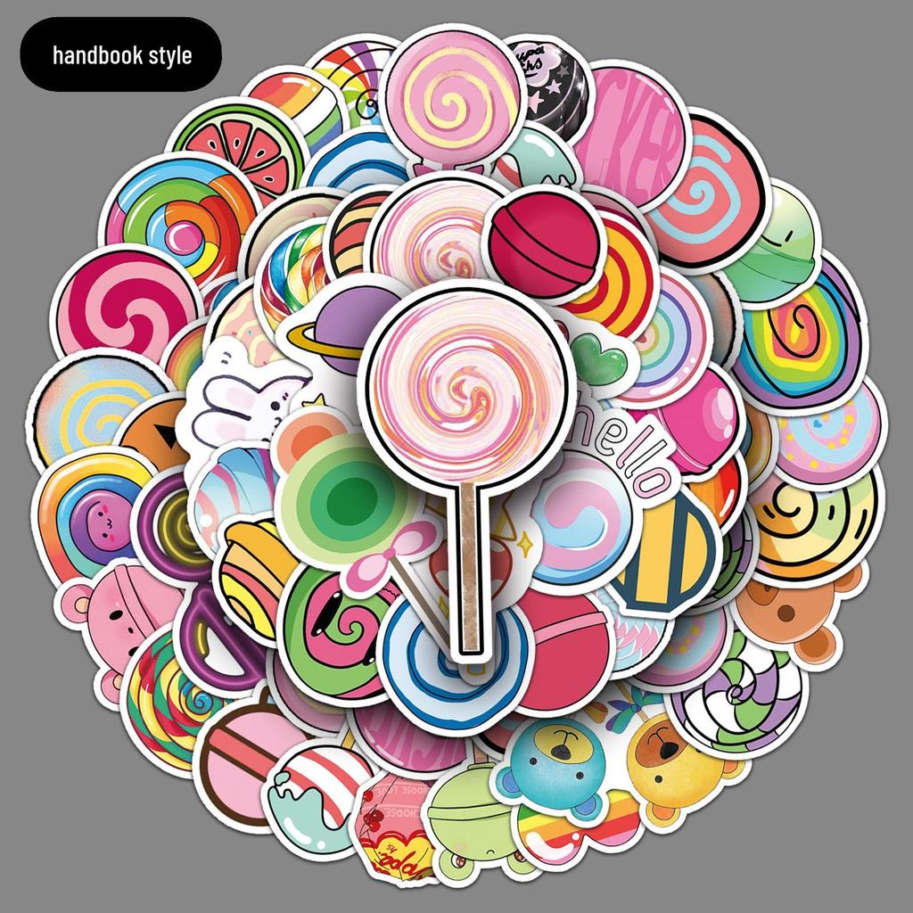 50pcs Waterproof Cartoon Lollipop Graffiti Stickers for Kids DIY Skateboards & Luggage