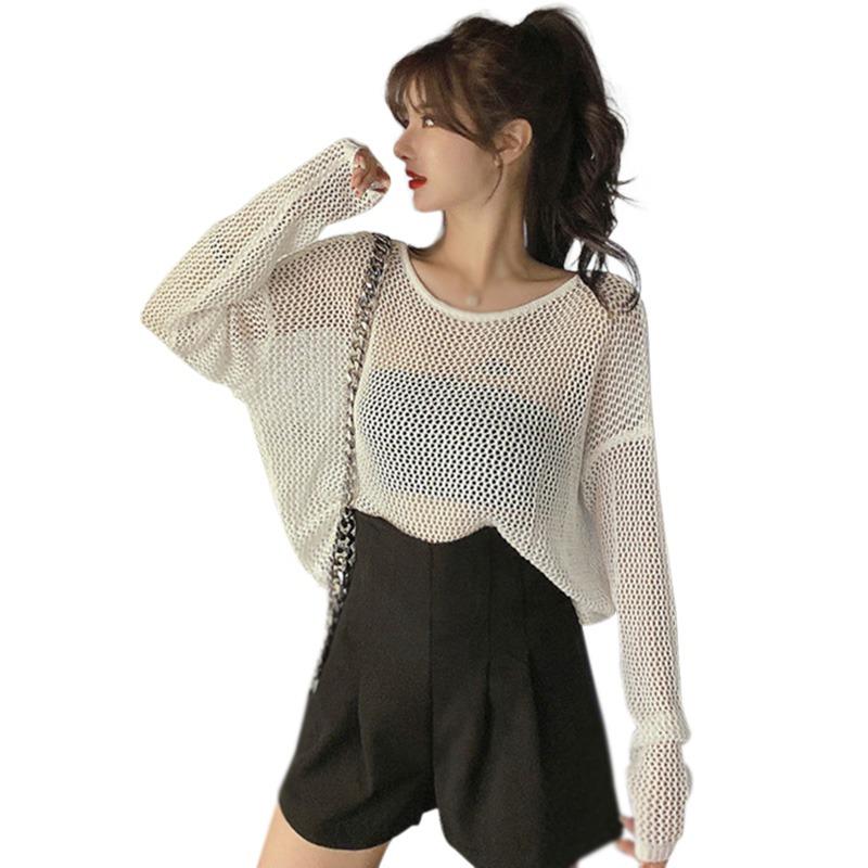 

Женский солнцезащитный топ с бисером, крест-накрест, свободный, повседневный, с вырезами One Size