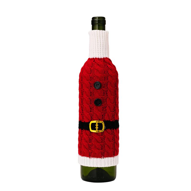 Christmas Wine Bottle Practical Woven Santa Claus Wine Bottle Cover Family Dining Table Wine Bag Home Party Ornament