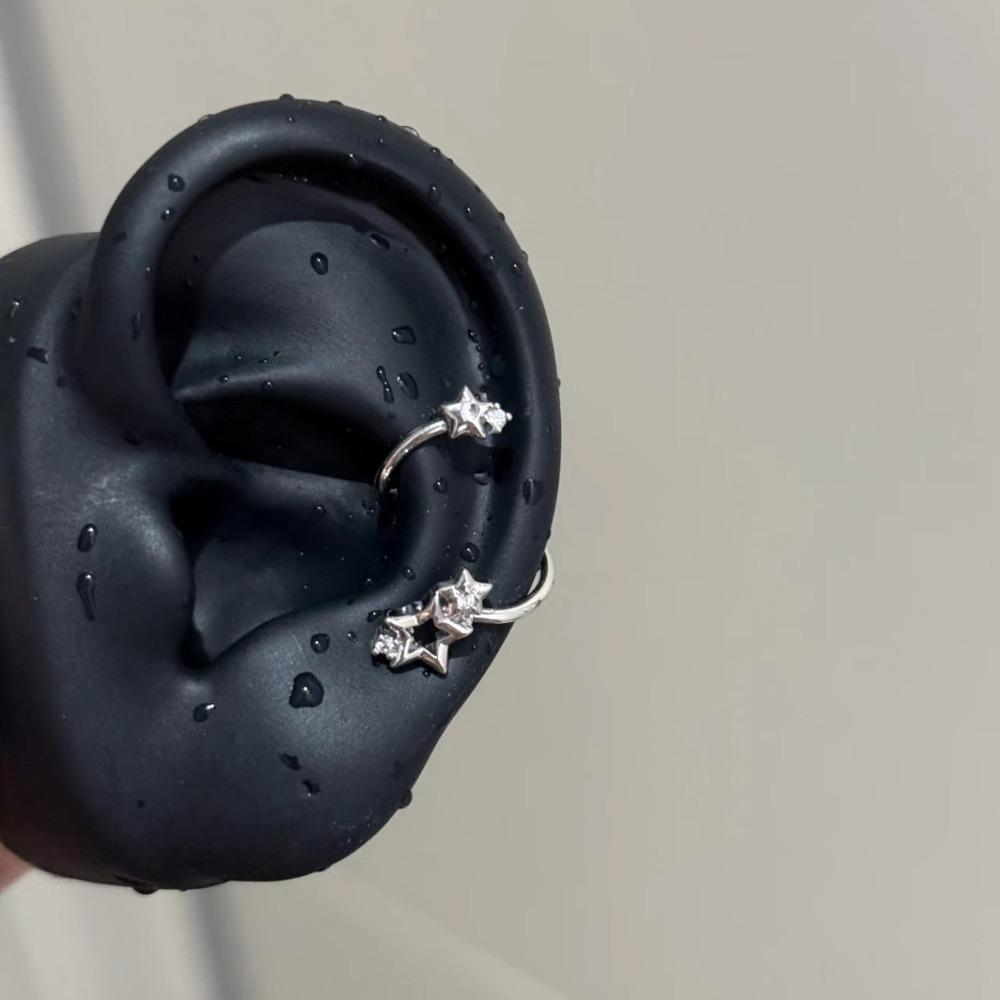 

Y2K Personality Stainless Steel Zircon Star Spiral Stud Earrings for Women Hip Hop Piercing Clip Earring Jewelry Not Allergic