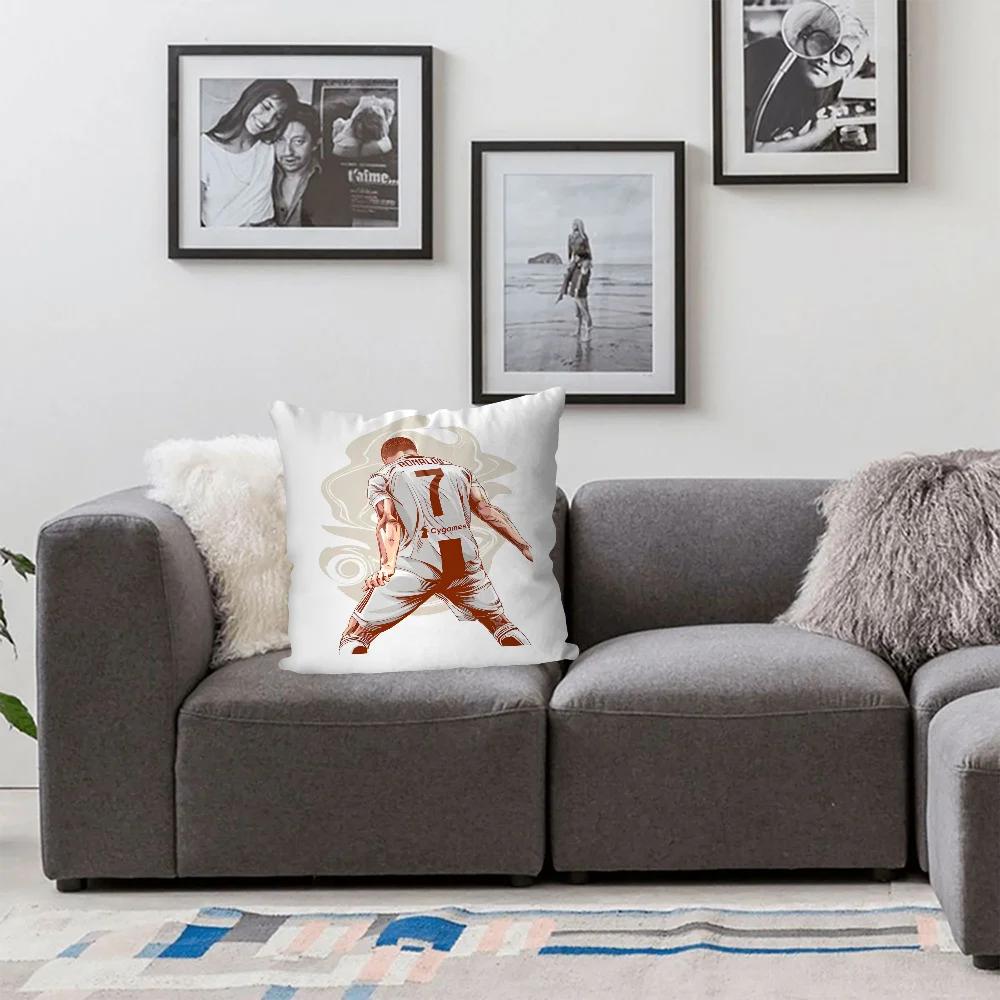 1PC CR7 Cristiano Ronaldo Pillow Case Sofa Decorative Home Double-sided Printing Short Plush Cute Cushion Cover