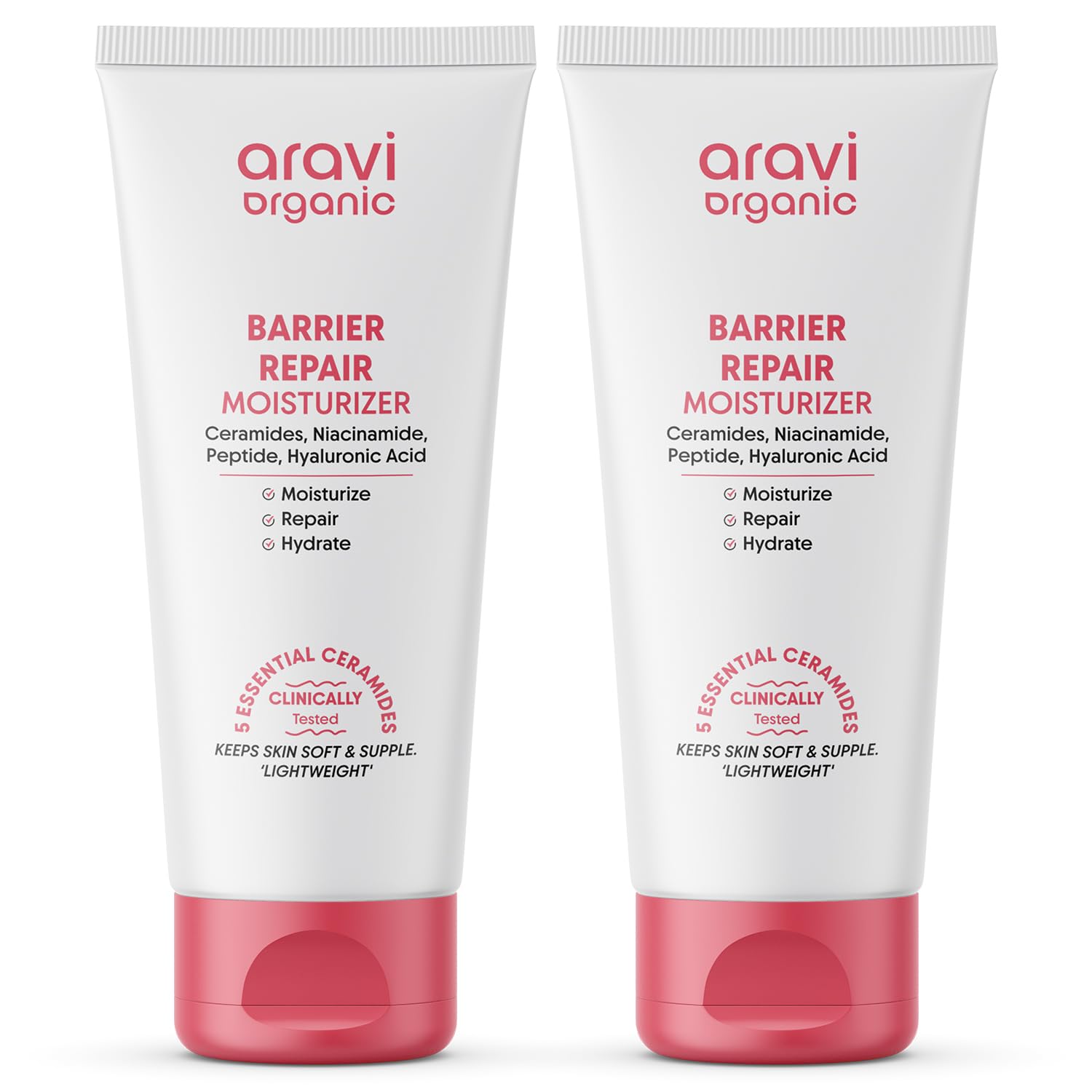 Aravi Organic Advanced Barrier Repair Moisturizer | With Ceramide & Hyaluronic Acid | Deep Hydration & Skin Barrier Protection - Pack of 2 (100g)
