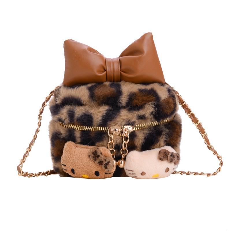 

Leopard Print Kitten Crossbody Bag for Girls – Cute Bowknot Cartoon Purse