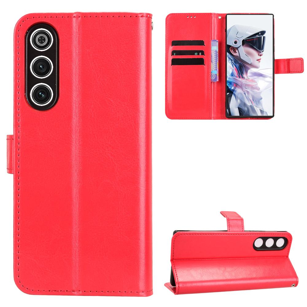 For ZTE nubia RedMagic 10 Air 5G PU Leather Case with Strap Crazy Horse Texture Phone Wallet Cover