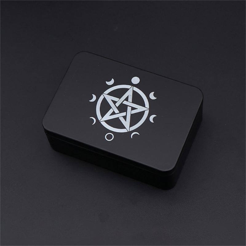 Game Card Box Astrology Trinkets Box Metal Card Storage Case Container for Fortune Telling, Witches