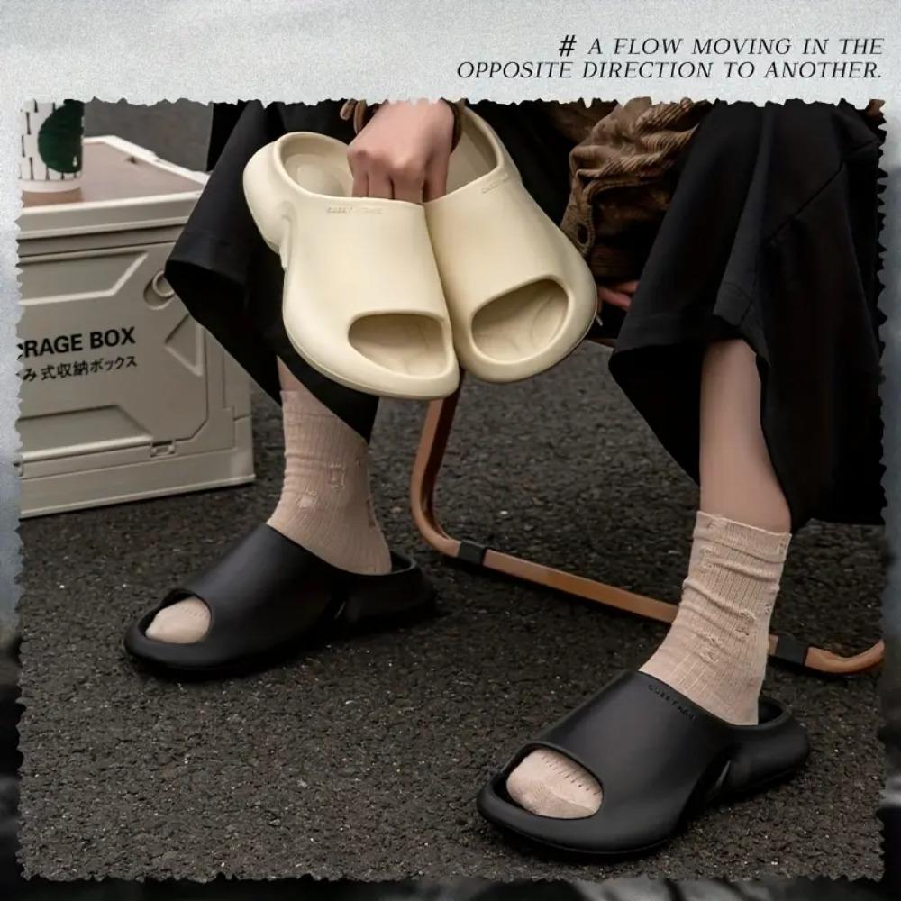 Jednoduché jednobarevné pantofle, ležérní boty s otevřenou špičkou a měkkou podrážkou, pohodlné domácí koupelnové pantofle