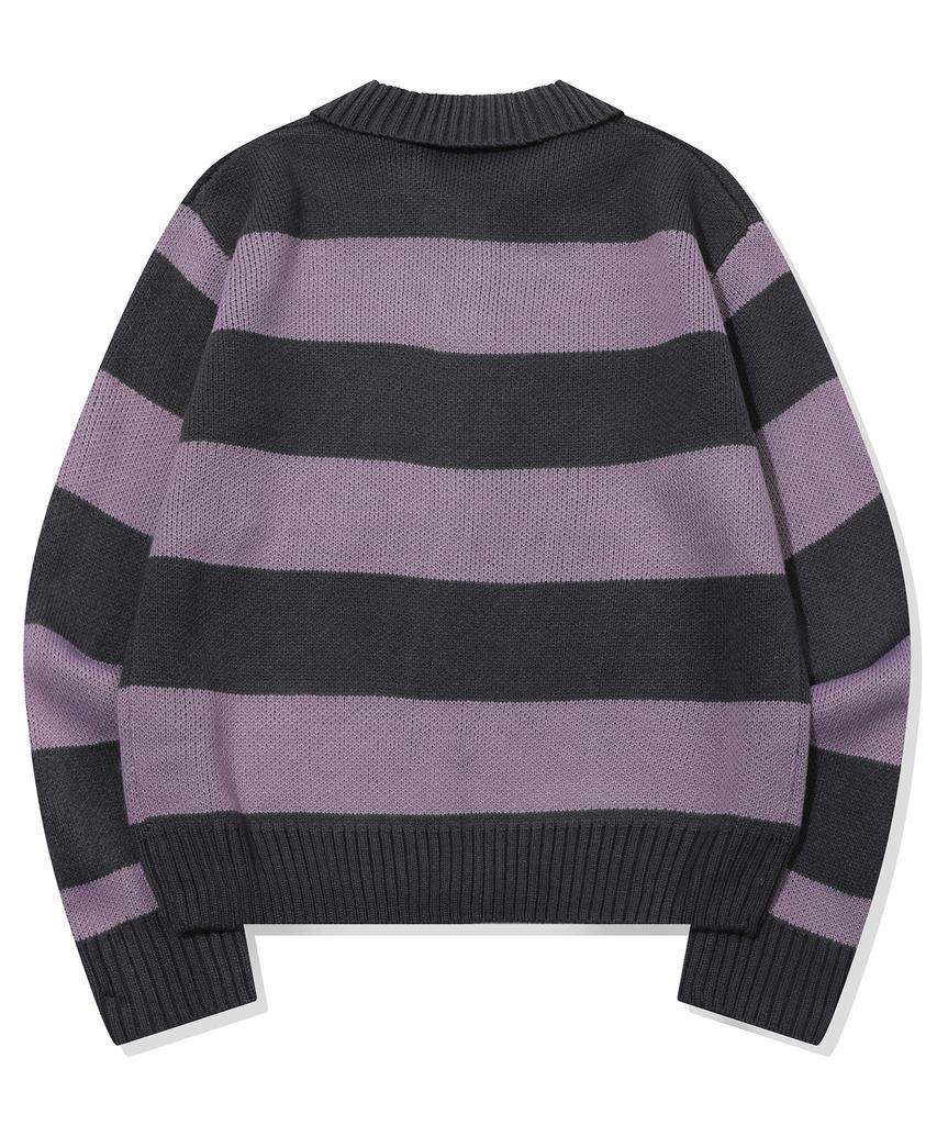 CPGN STUDIO Wide Stripe Rugby Knit Ash Purple