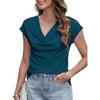 T-shirt da donna S con scollo morbido, tinta unita, manica corta, top casual