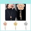 Elegant Floral Design Long Sweater Chain Necklace For Women With Rose Gold Zircon Accents
