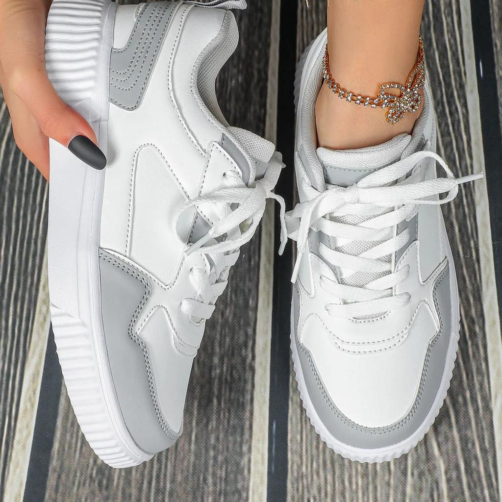 White Shoes Fashion Board Shoes for Women Fashion Casual Walking Shoes Men Leisure Sneakers PU Leather Trainers Waterproof