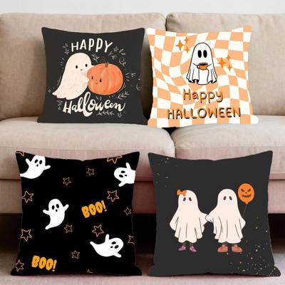 Capa de Almofada Fantasma Fofo de Halloween Conforto Premium Design Reversível Duas em Uma para Qualquer Ambiente e Interior de Carro
