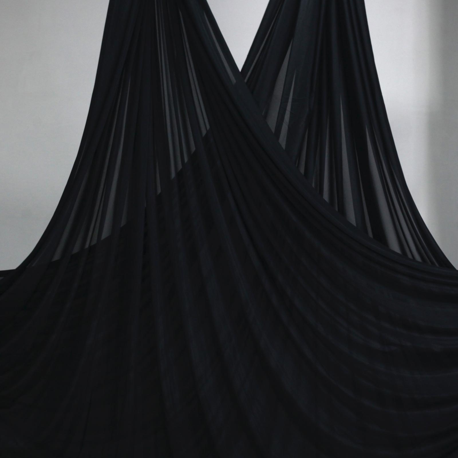 

7-метровый воздушный шелковый гамак для йоги, шелковые качели, домашний спортзал, антигравитационный тренажер на открытом воздухе, ремень для йоги Black