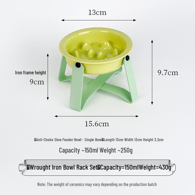 Anti-Tip Pet Feeder Bowl with Iron Stand - Cat & Dog Neck Protection