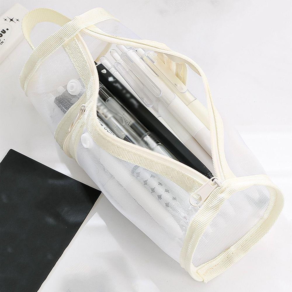 Portable Mesh Pencil Case Large Capacity Mesh Pen Holder  Bag  Office Supplies