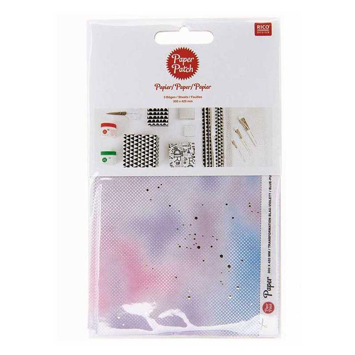 Papier patch flou - Bleu &amp; Violet - 30 x 42 cm