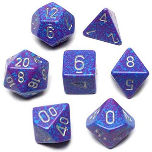 D7 Die Set Dice Speckled Poly (7 Dice) (Silver Tetra)