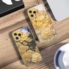 Golden Flowers And Phoenixes For IPhone 16 Pro Max 15 P Ro 14 M Ax 13 Plus 12 Mini 11 XS Max XR Golden Tempered Glass Phone Case