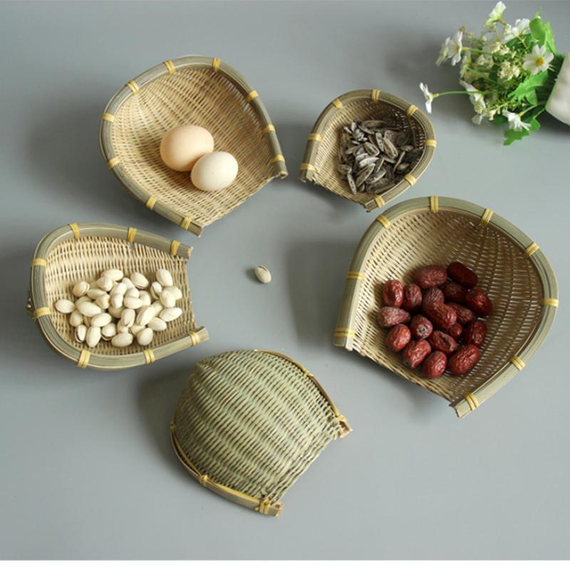 Bamboo Weaving Basket Open Bamboo Sieve Hand-woven Drying Bamboo Basket Fruit and Vegetable Storage Farmhouse Kitchen Basket