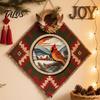 Seasonal Festive Wall Hanging Boho Wooden Decor, Christmas Winter Landscape Round Sign, Rustic Vintage Decor Aesthetic Art Ornament for Living