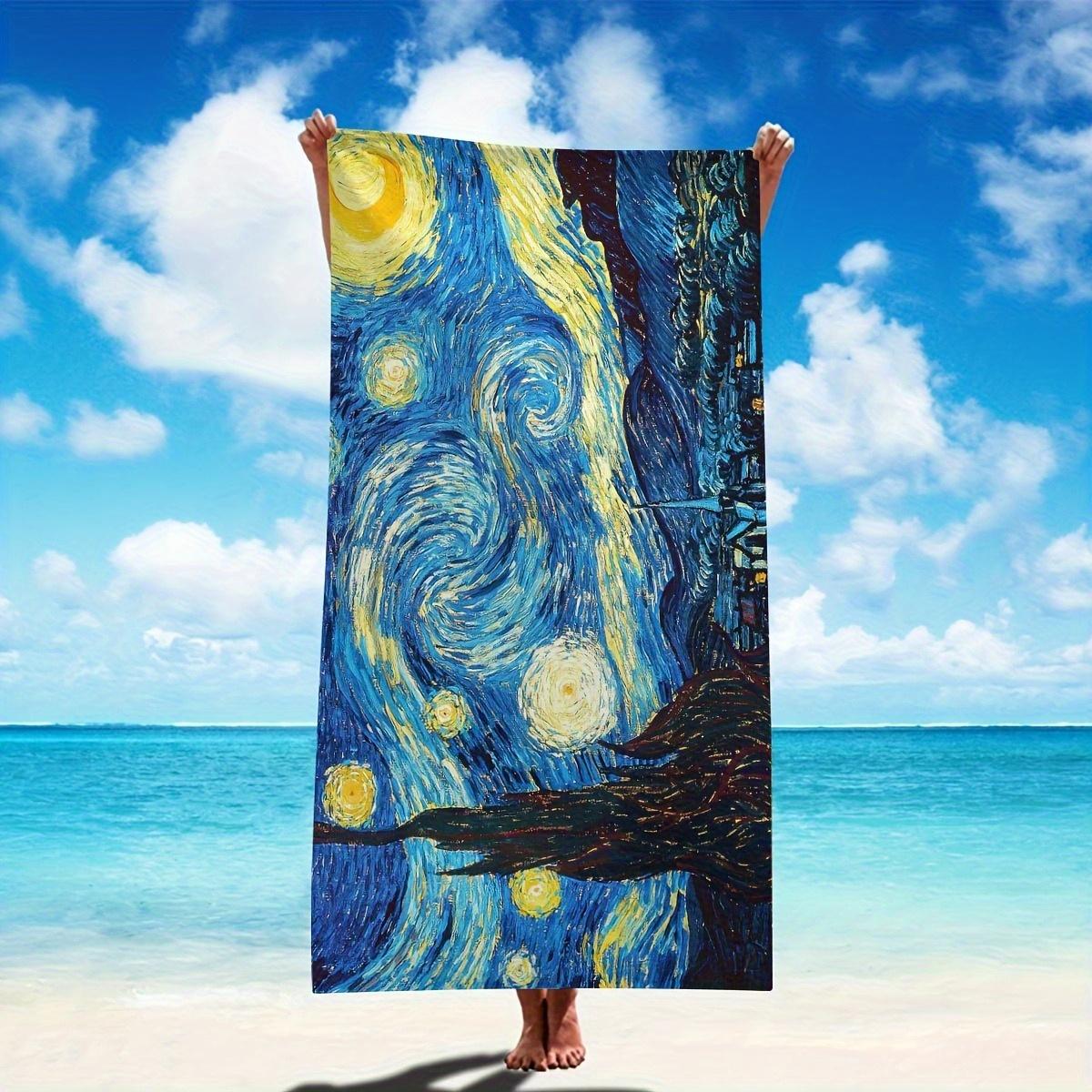 

Van Gogh Starry Night Beach Towel, Large Quick-Drying Polyester for Beach Bath Surfing Swimming W40*H60(CM)