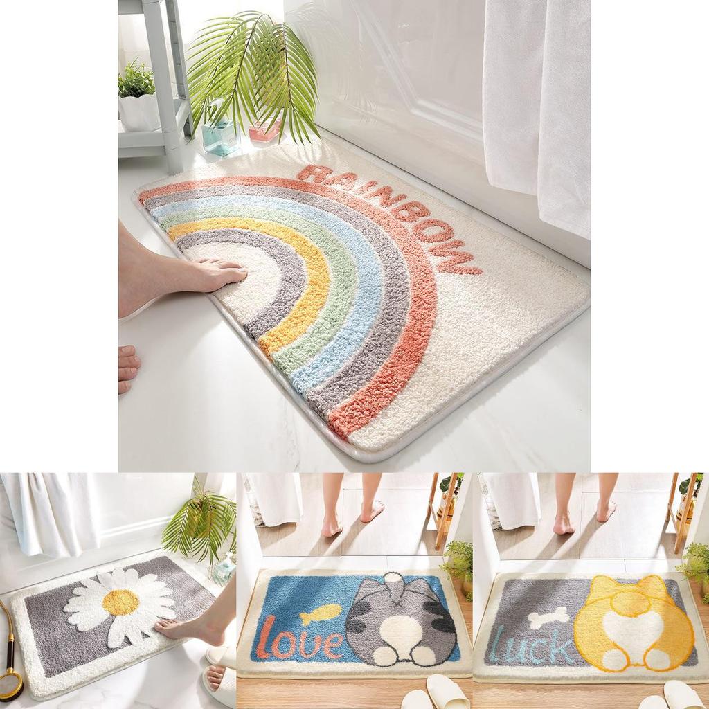 Cozy Cartoon Floor Mats Bathroom Absorbent Mat With Anti-slip Design For Doorway