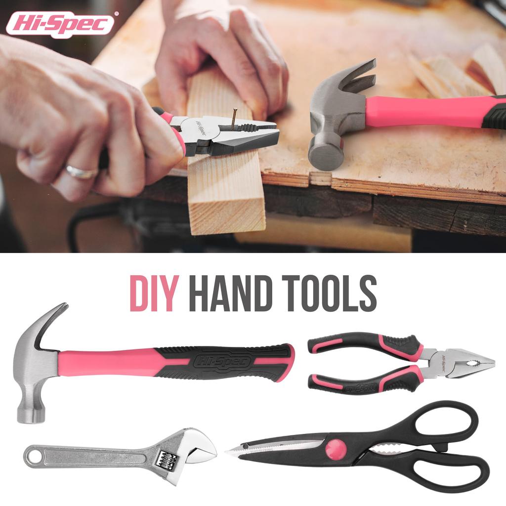56pc Pink Home Garage Tool Kit Essential Hand Tools for DIY Repairs Complete In a Box Hi-Spec & Set.
