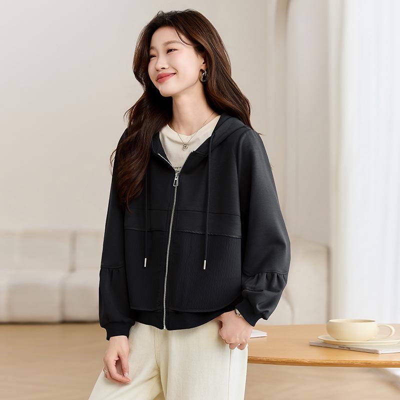 Spring 2025 Women's Casual Loose-Fit Hoodie Jacket - Trendy Age-Reducing Niche Design