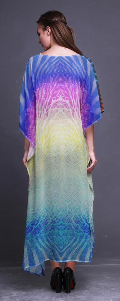 Phagun Tribal Feather Ladies Kaftan Holiday Loungewear Maxi Dress Beach
