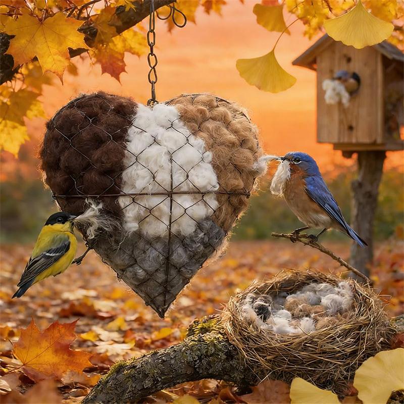 Nesting Bird Heart Outdoor Yard Art Handmade Fiber Bird Nesting Heart Birds Nests Material Holders Outdoor Courtyard Art