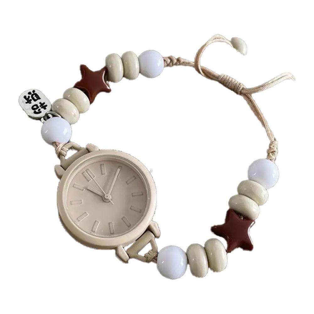 Vintage Watch Bracelet Woven Adjustable Hand Chain Versatile Beaded Wristwatches  Women Style B