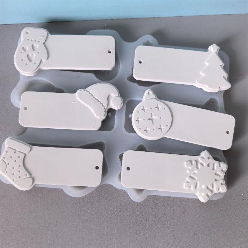 Christmas Ornament Resin Mold Pendant Mold Bookmarks Resin Mold with Hole for Epoxy Resin Casting Keychains Jewelry Mold