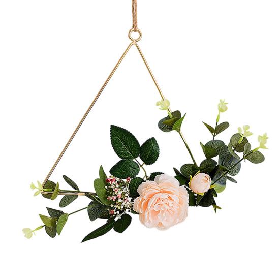 Yousheng Floral Hoop Wreath, Metal Wall Hanging with Flower Decor, Durable Wear-Resistant Floral Hoop Wreath, for Garden Balcony Windowsill