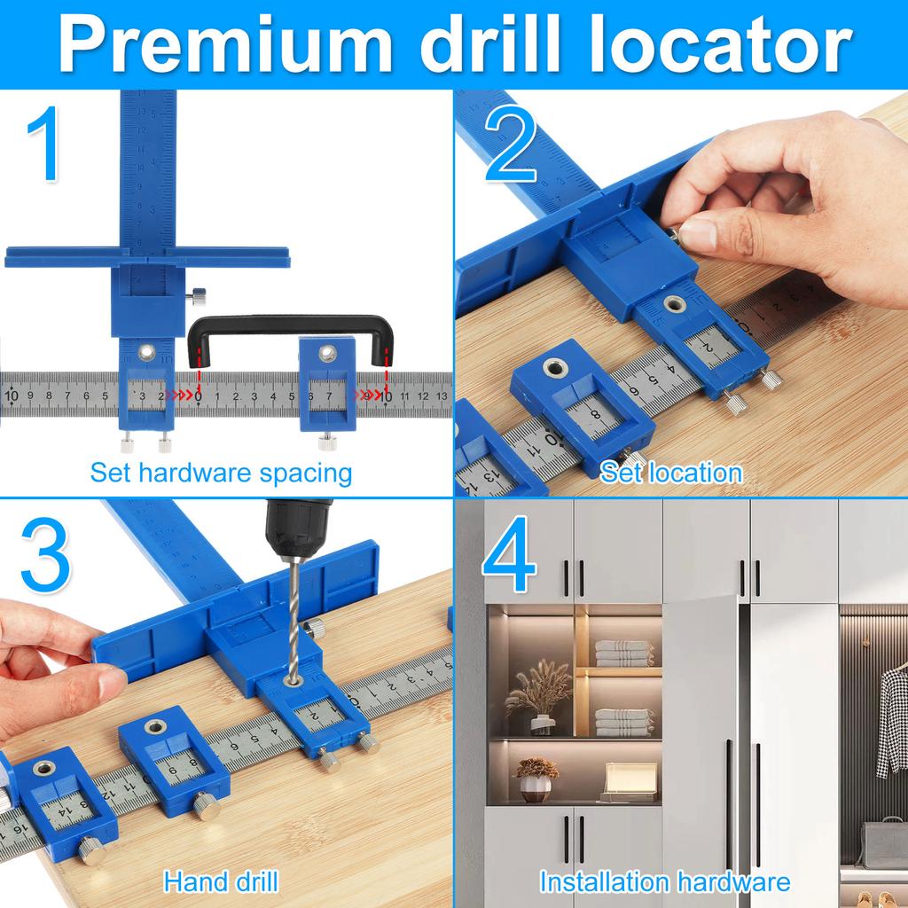 Cabinet Hardware Jig Woodworking Drill Punch Locator Jig Drill Guide Cabinet Handle Knob Template Locator Hole Punch Tool