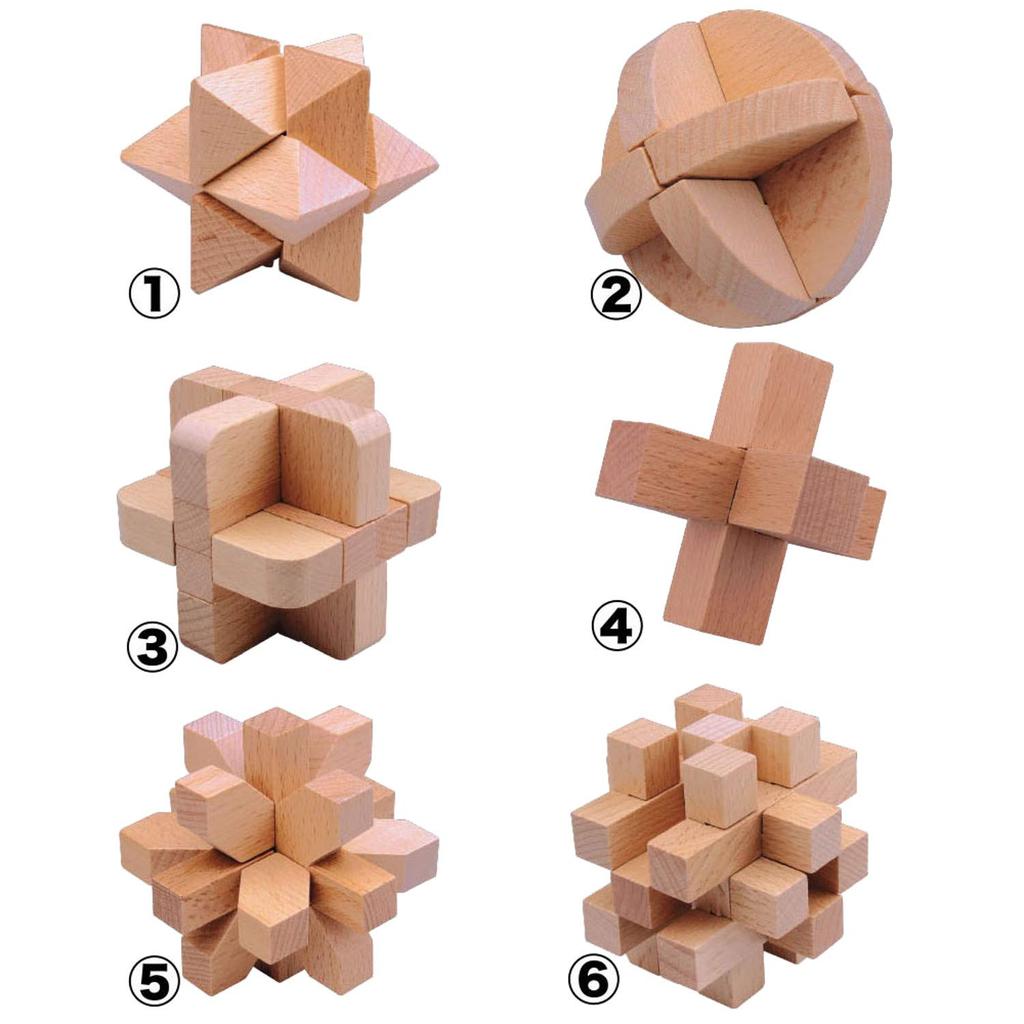 Doyusha Wooden 3D Puzzle, Blue Box of the Genius, Set of 6, 1 of Each
