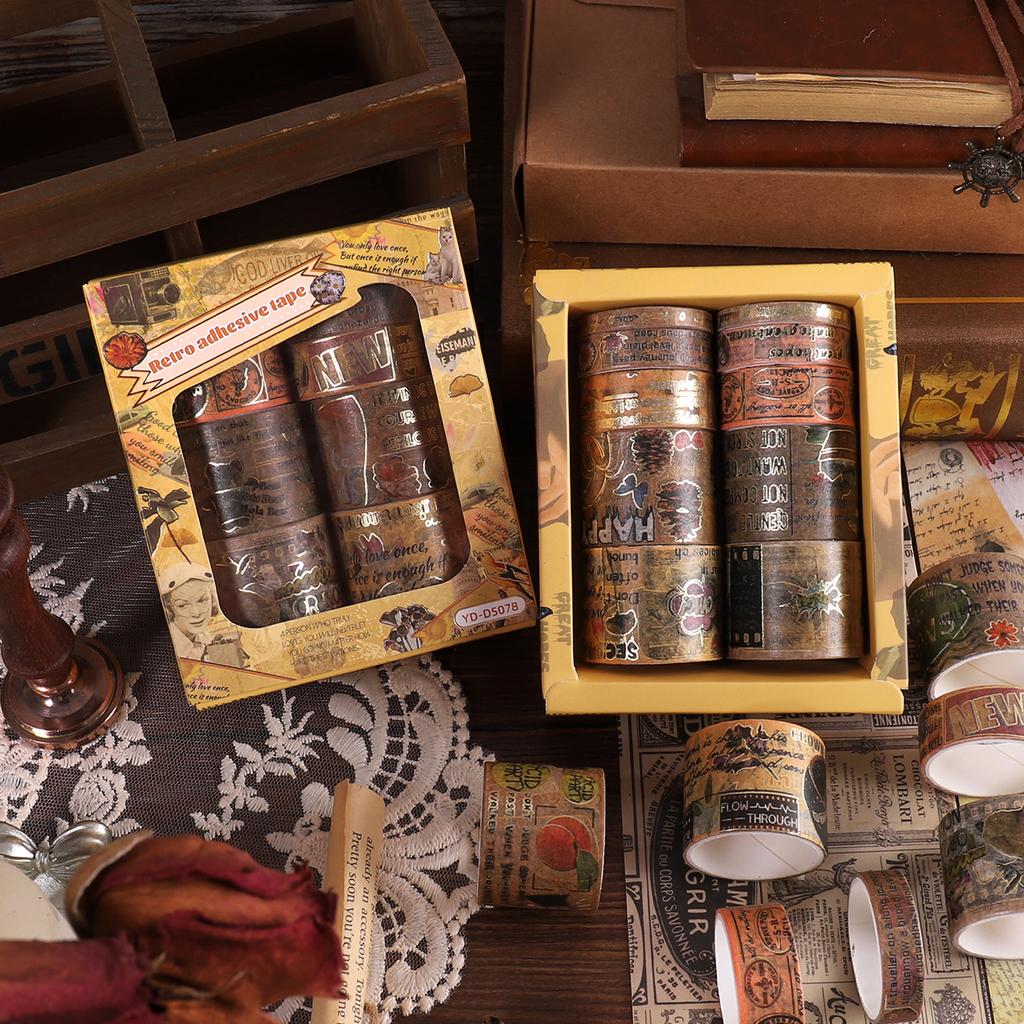 10 Rolls Vintage Series Washi Tape Set Handmade Scrapbooking Supplies Masking Decorative Tape DIY Journal Materials for Students