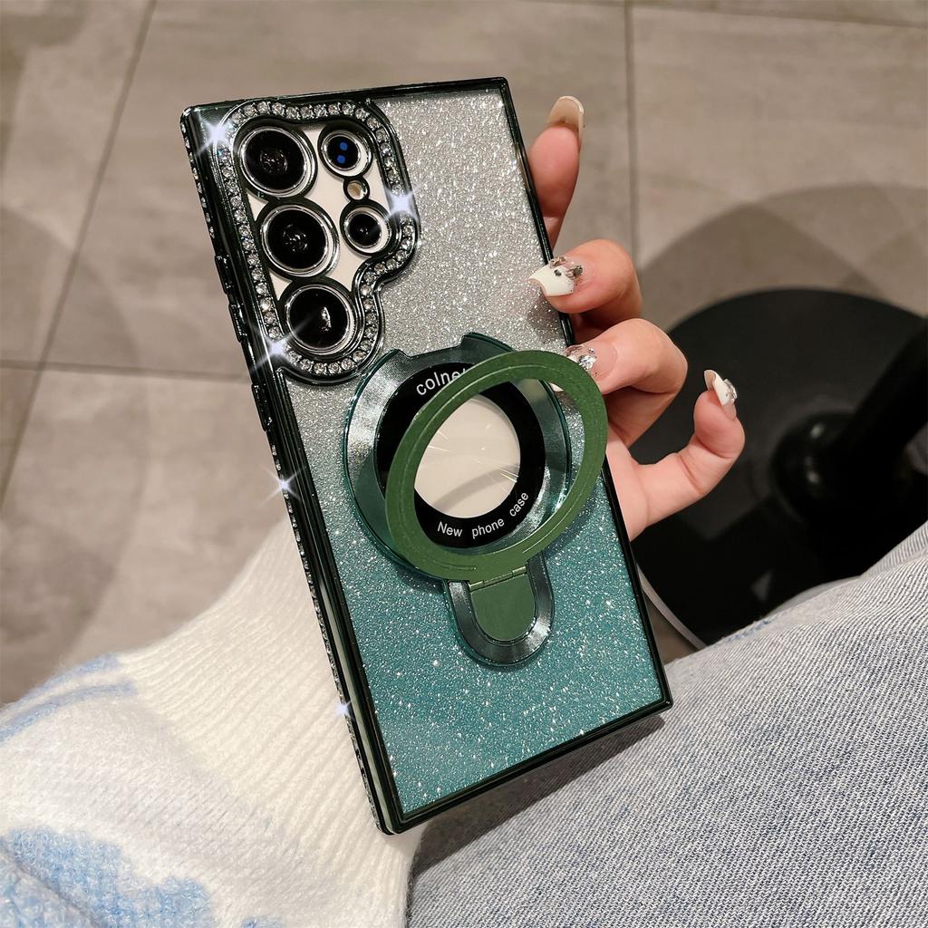 Samsung S24ultra Rhinestone Phone Case A05s Flash Powder Gradient S23 Electroplating A73 Magnetic Bracket A13
