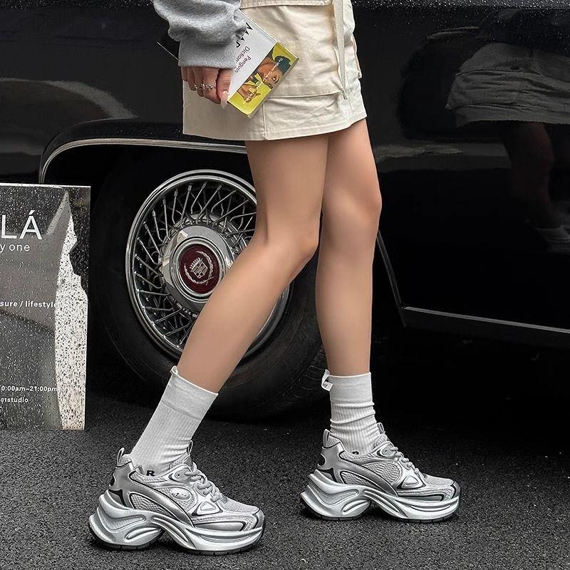High-value small silver dad shoes women's autumn new heightening platform casual sports shoes