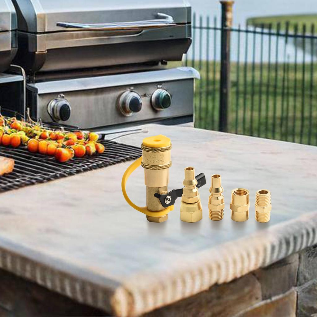 Brass Material Outdoor Barbecues Propane Adapter Kit Low Pressure Propane Shut-off Valve Quick Wrench Connector